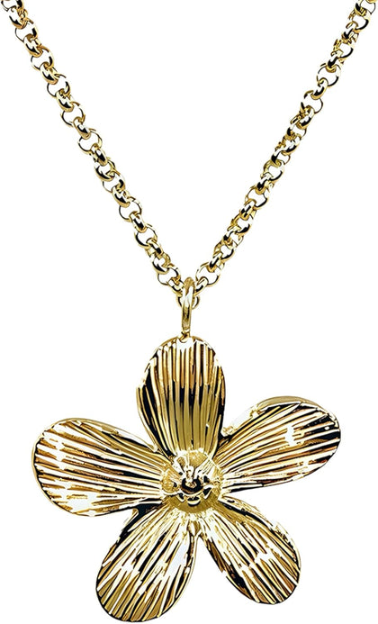 14K Gold Plated Dainty Surgical Hypoallergenic Stainless Steel Floral Pendant Necklace for Women