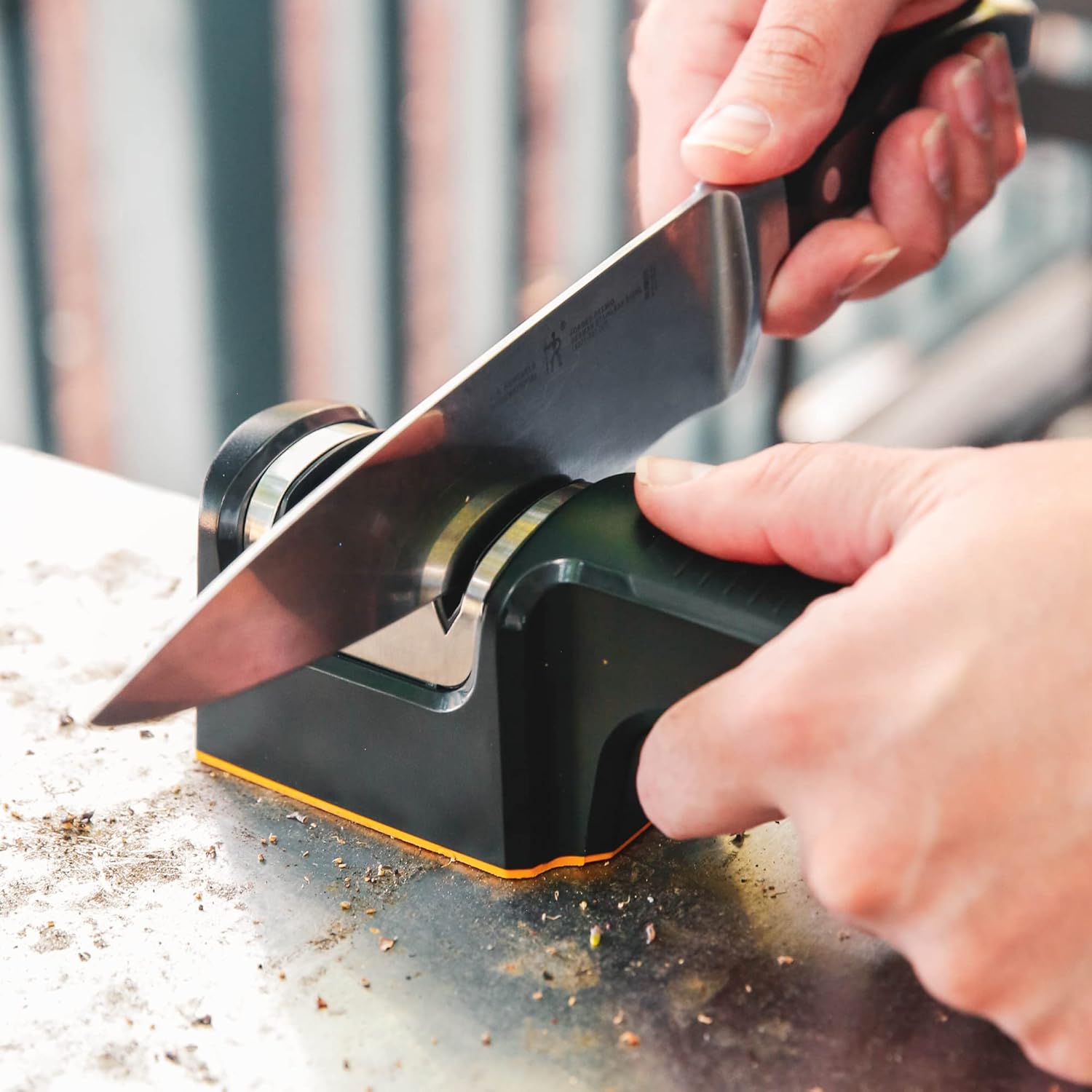 Pull Through Kitchen Knife Sharpener - Compact - Chef, Scissor, Paring, & Serrated Knives
