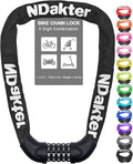 Bike Lock, 5 Digit Combination Heavy Duty Anti Theft Bicycle Chain Lock, 2.62/3.2/4.27/5/6Ft Long, High Security