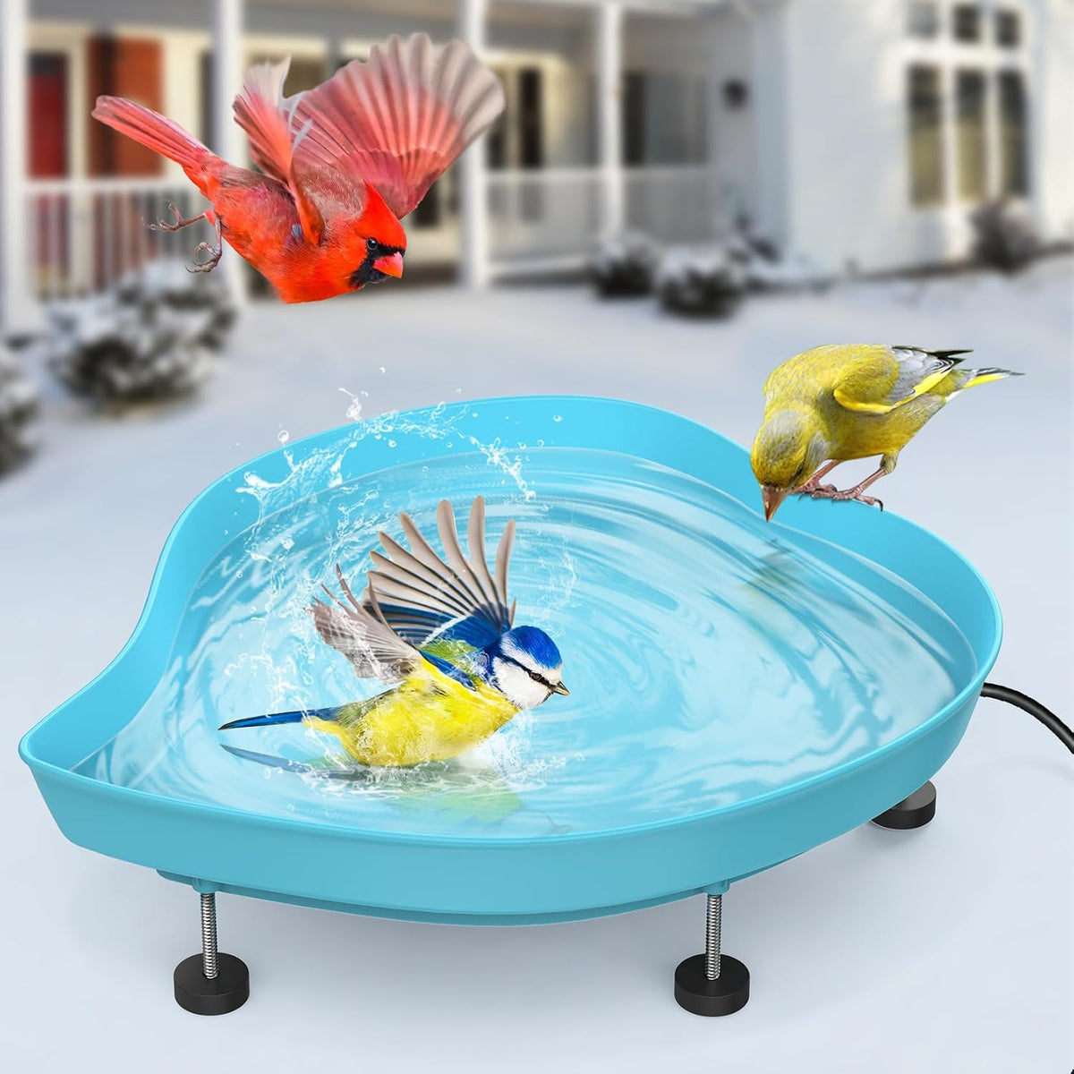 Heated Bird Baths for Outdoors for Winter - 60W Thermostatically Controlled Heated Bird Bath for Outside Winter