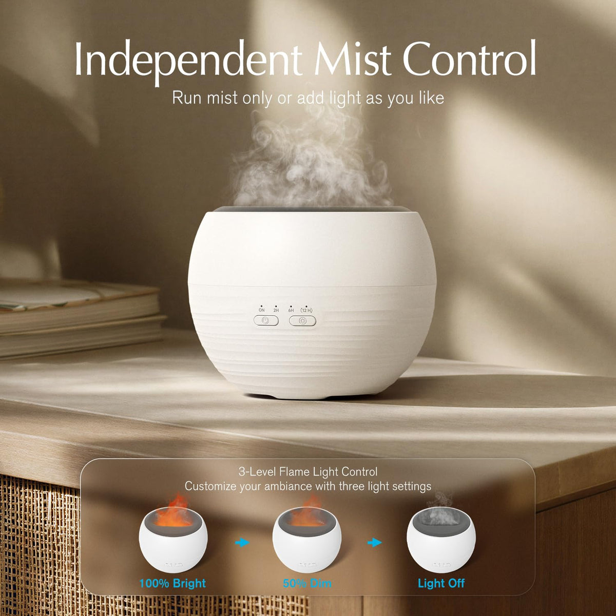 2 Pack Flame Essential Oil Diffuser for Home, 260ml Fire Diffuser