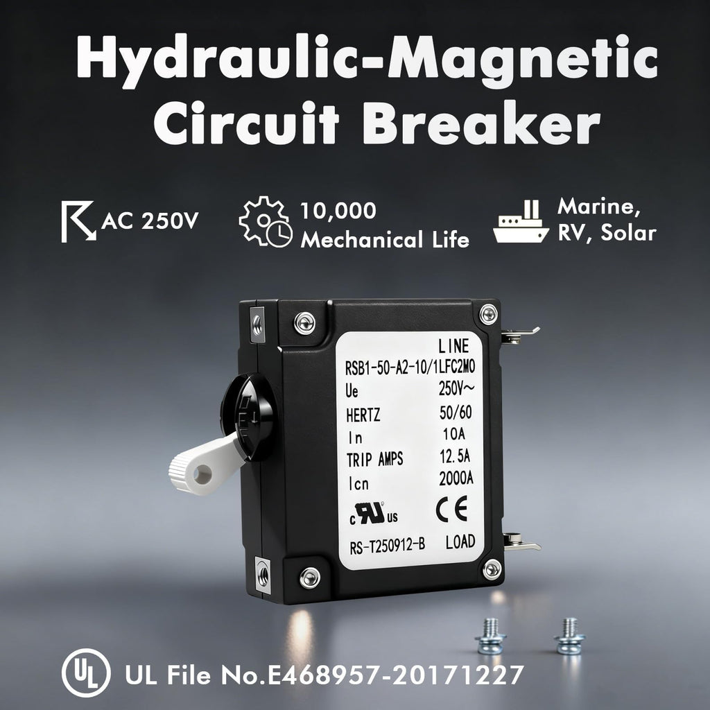 10 Amp Single Pole Toggle Magnetic Circuit Breaker, AC 250V