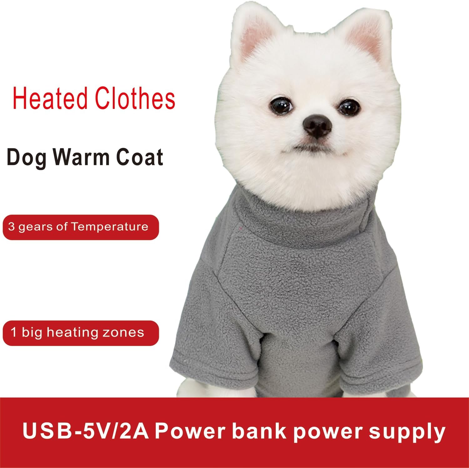 Winter Heated Dog Electric Warm Coat Clothes for Small Medium Large Dogs Outside/Inside Cold Weather Jacket pet Vest