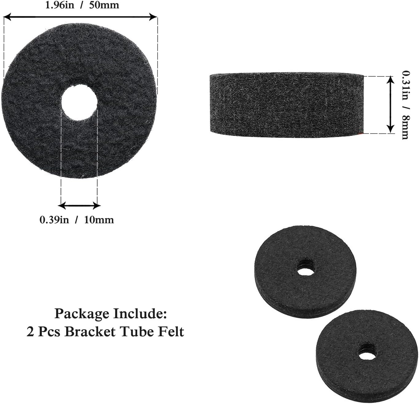 23-Piece Cymbal Accessory Set - Hi-Hat Clutch & Cup Felts, Cymbal Sleeves, Wing Nuts, Washer & Drum Keys (Black)