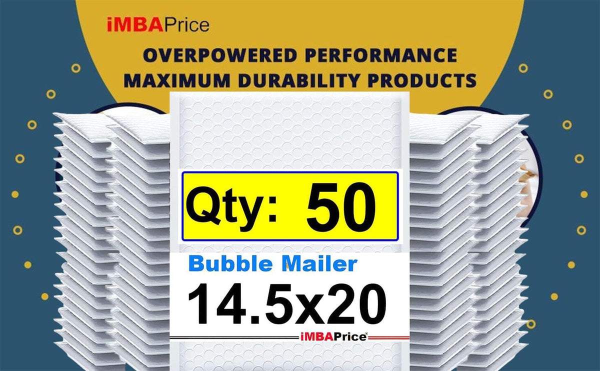 14.5x20 Inches White Color Polybubble Bag, 50-Pack Size #7 Self Seal Poly Bubble Mailers Padded Packing Envelopes