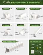 Mini Split Line Set Cover 3" 10Ft, Easy to Install with Instruction | DIY Decorative PVC White Lineset Cover Kit for