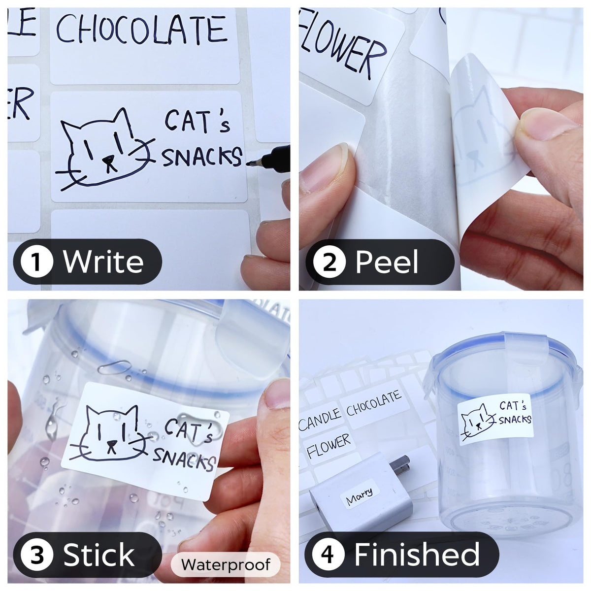 170Pcs White Removable Labels for Jars with 2 Liquid Chalk Marker