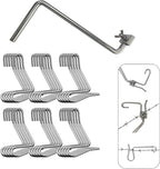 Fence Stretcher Tool Kit - 30-Pack 1/4" Wire Tightener Clips + Heavy-Duty Handle for Barbed Wire, Chain Link & Farm