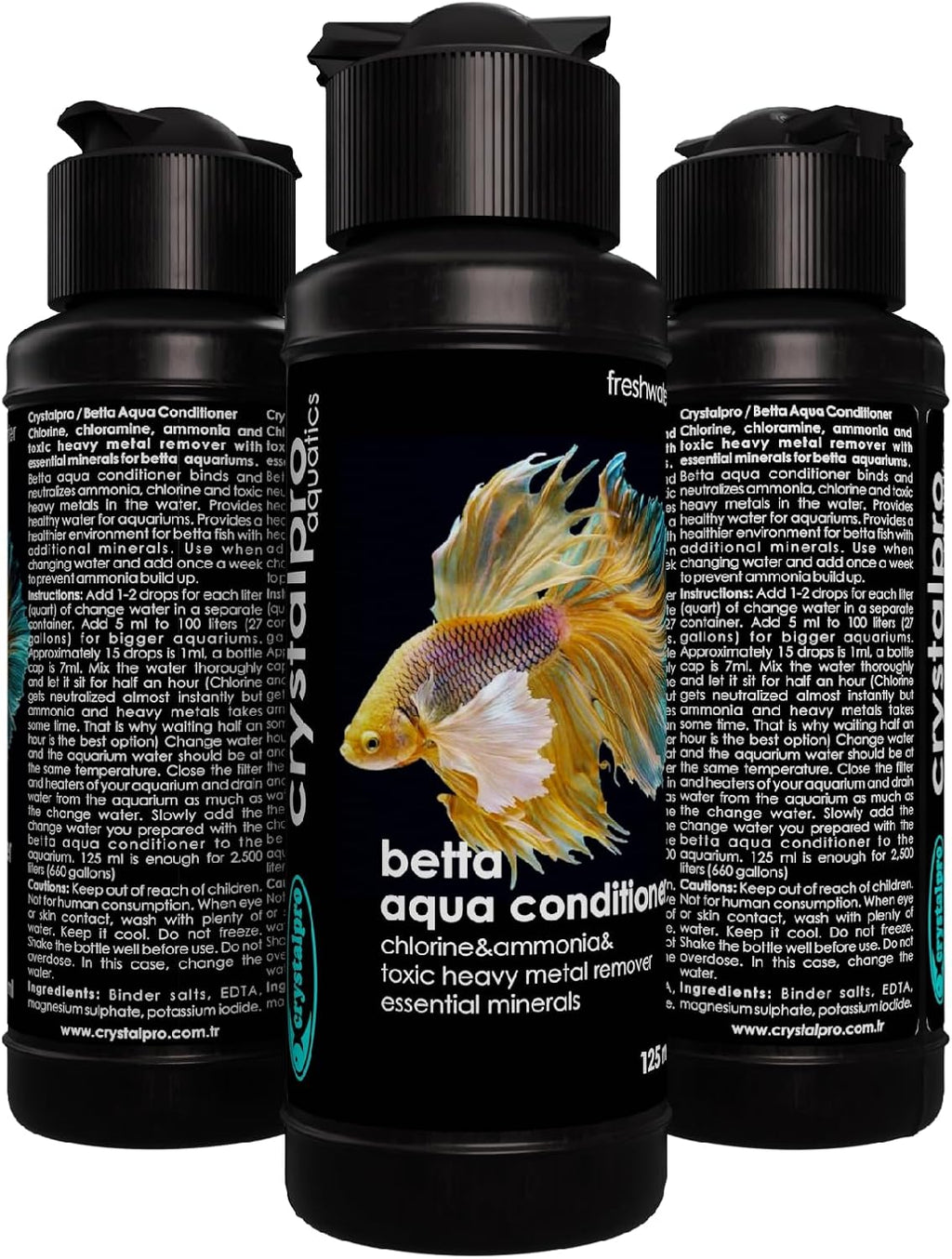 Betta Water Conditioner (Treats 660 Gallons) - Instantly Neutralizes Chlorine & Ammonia, Tap Water Treatment (4.2 Fl