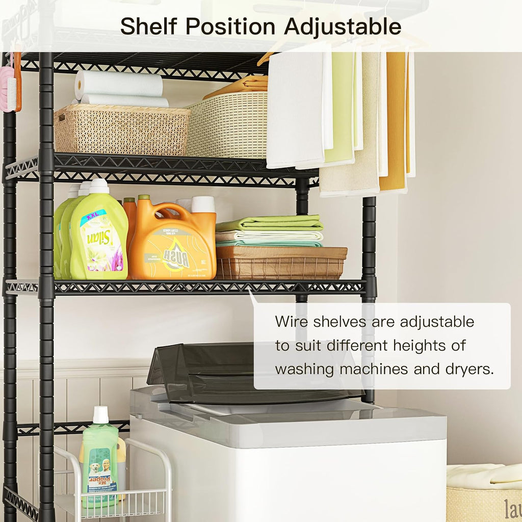 U11 Over Washer and Dryer Shelves, 3 Tiers Laundry Room Storage and Organizer Standing Shelf, Metal Freestanding