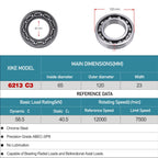 XIKE 6213 Open Ball Bearings, 65x120x23mm, C3 No Seals, 1 Pack