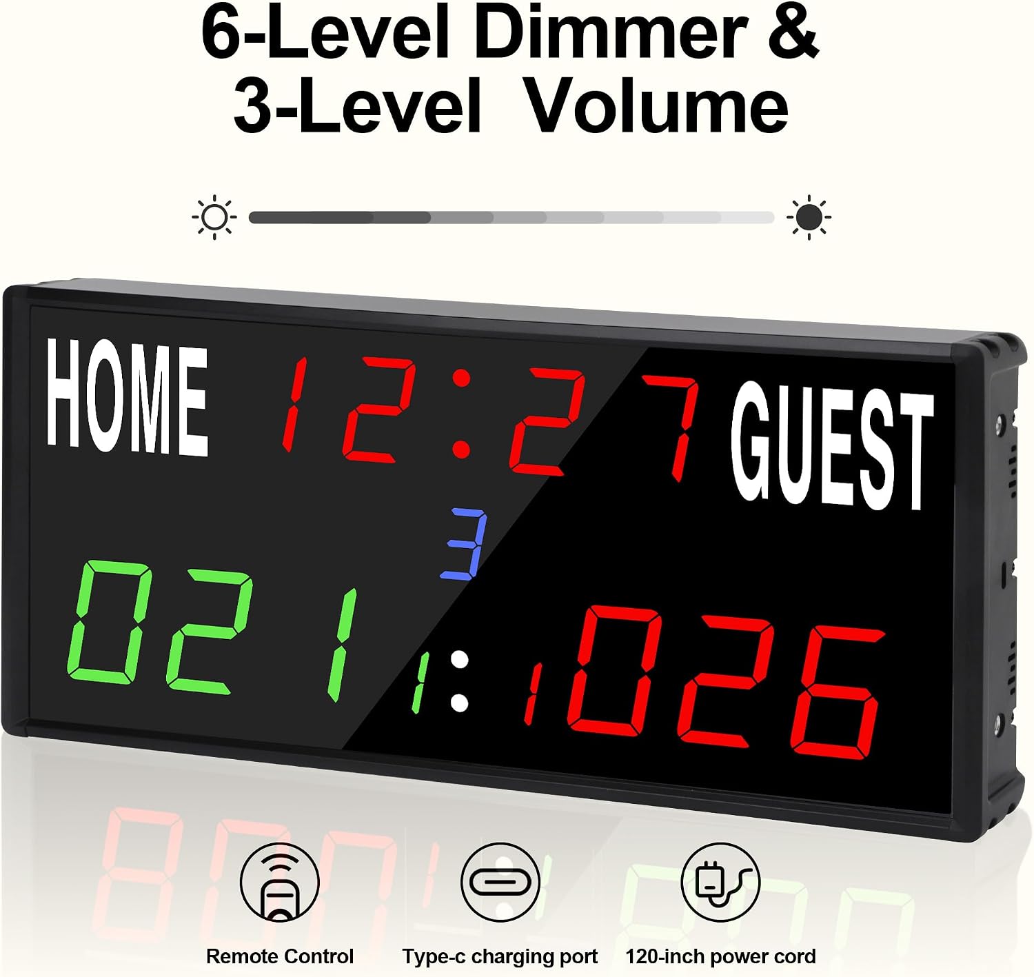 LED Electronic Scoreboard Digital Score Keeper with Remote/Timer/Shot Clock | Basketball Scoreboard with 40-Foot