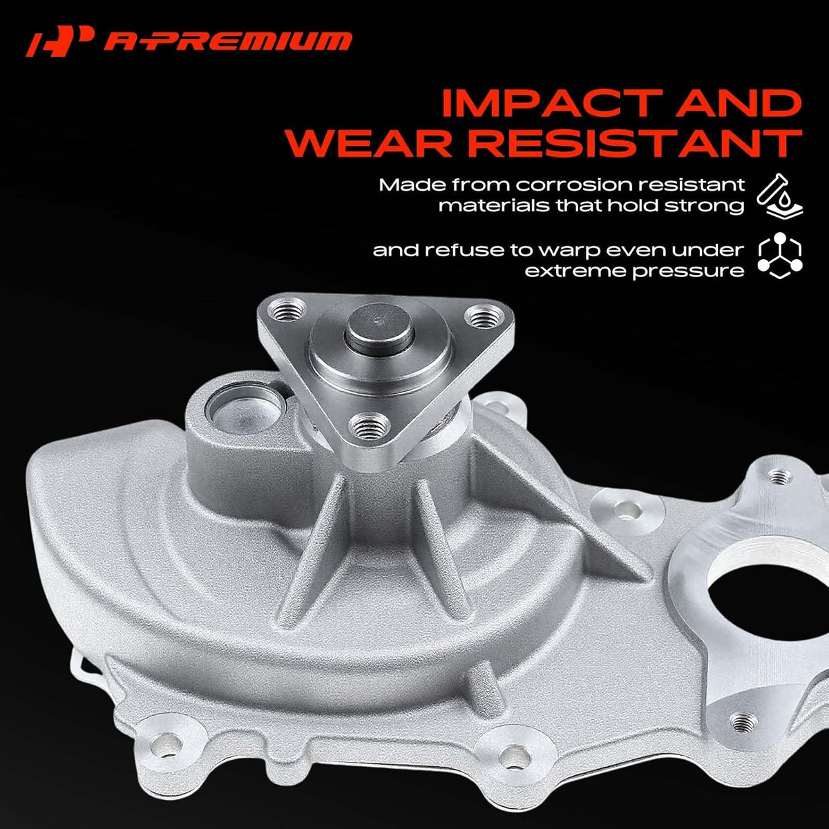 A-Premium Water Pump w/Ring [DOHC, 6Cyl 3.5L 3.7L] Compatible with Ford F-150 14-17, Mustang 11-17, Transit-350 HD 15-19, Transit-150 Transit-250 Transit-350 15-19, (fits 3-Bolt Pulley Flange)