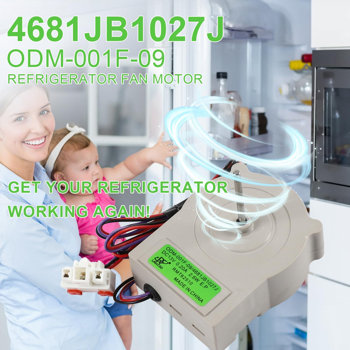 4681JB1027J ODM-001F-09 Refrigerator Fan Motor Compatible with LG