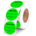 Fluorescent Green Inspected Stickers Quality Control Inventory Labels