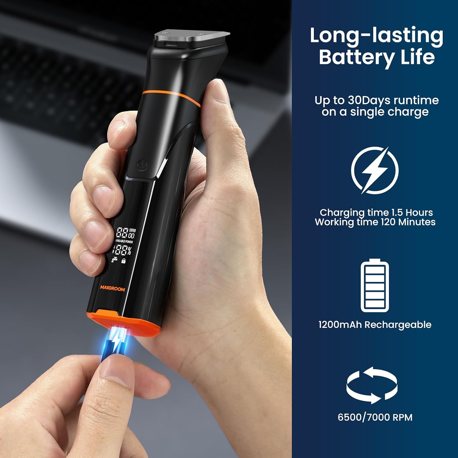 6 in 1 Beard Trimmer for Men, Waterproof Cordless Electric Razor Shaver, Men's Grooming Kit for Mustache, Hair, Face