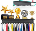 Metal Medal Hanger Display,Non-Slip Trophy Shelf with 20 Hooks,Wall Mount,Heavy Duty,Non-Bent,Holds 22-33lbs
