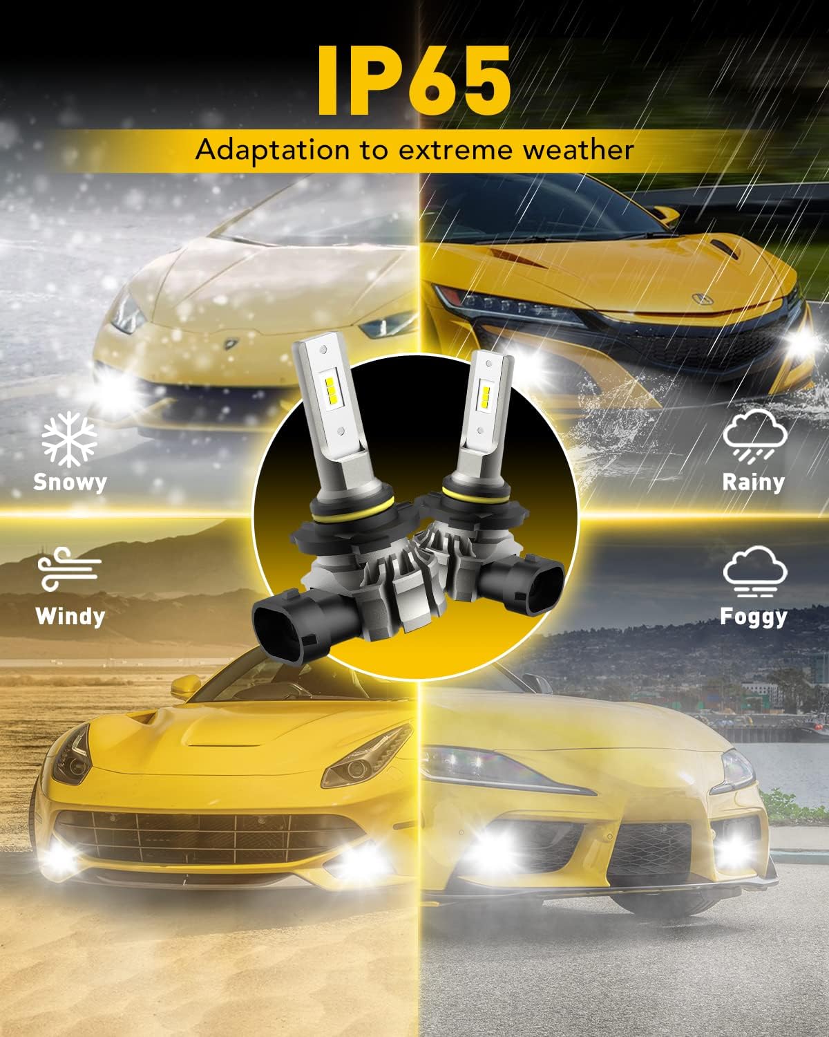 9145 LED Fog Light Bulbs, 6000LM 6500K Cool White Light, 300% Brightness H10 9140 9045 9040 Led Fog Lights, CSP LED