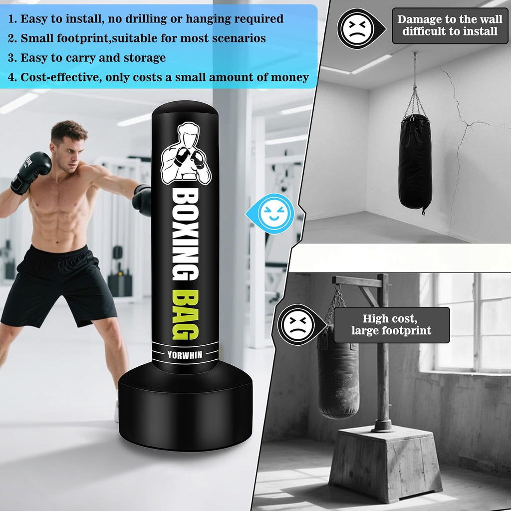 Heavy Freestanding Punching Bag for Adults, 70'' Standing Punching Bag