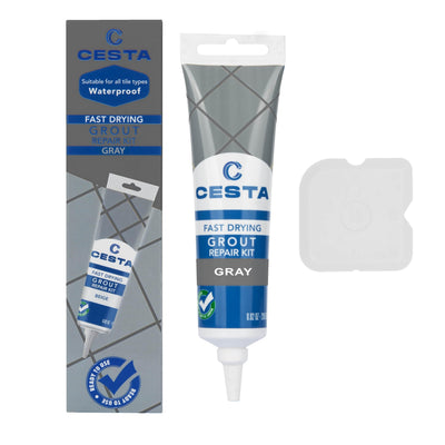 Tile Grout Repair Kit Gray - Fast Drying Premixed Grout Filler for Bathroom, Kitchen & Floor - Restore & Renew Tile
