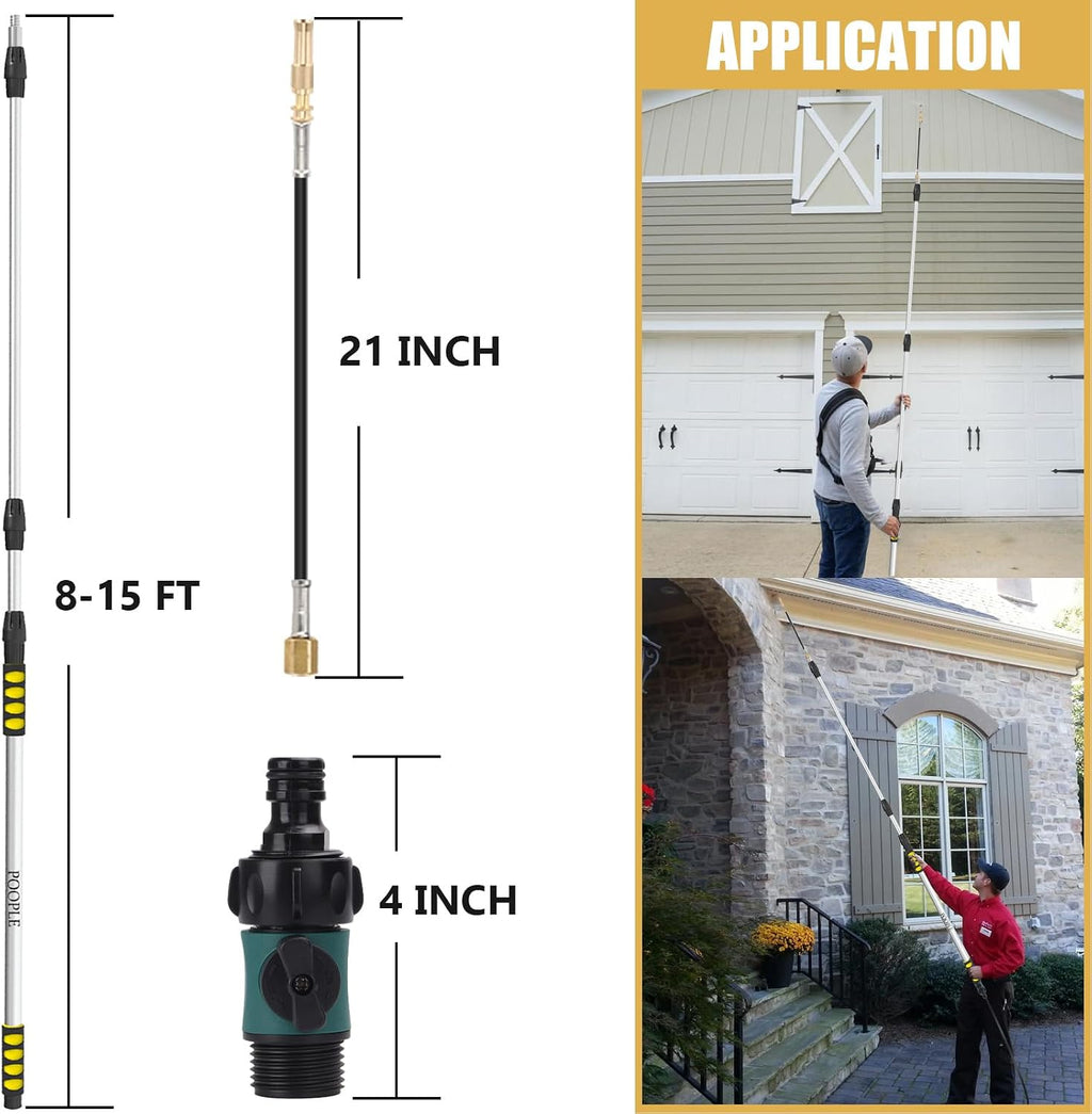 24FT Reach Gutter Cleaning Tools from The Ground, Telescopic Rain Gutter Cleaner Tools, Gutters Cleaning Pole with