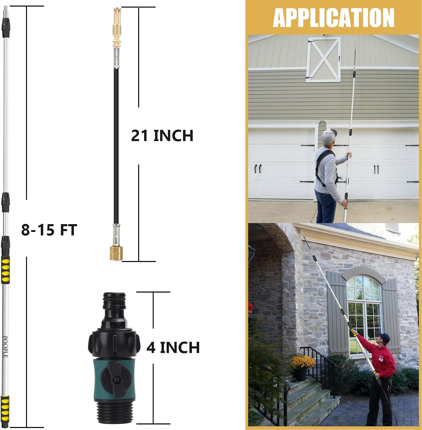 24FT Reach Gutter Cleaning Tools from The Ground, Telescopic Rain Gutter Cleaner Tools, Gutters Cleaning Pole with
