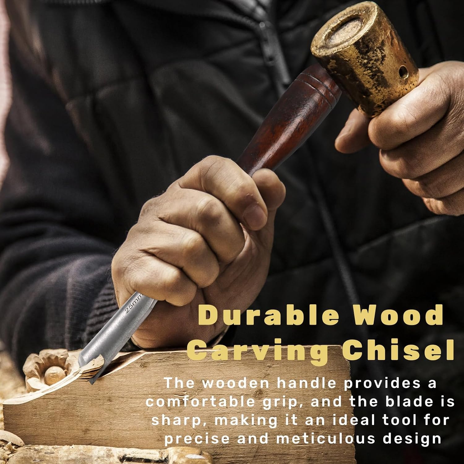12 Pieces Wood Chisel Set, Woodworking Carving Tools with Wooden Box | CR-V Steel Edge Blade with Premium Wood