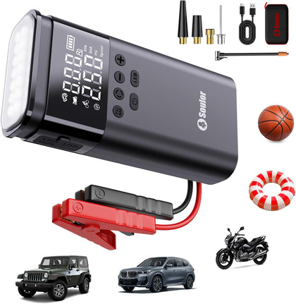 Jump Starter with Air Compressor, 6000A Battery Jumper Starter Portable, 12V Jump Box Car Jump Starter Portable with