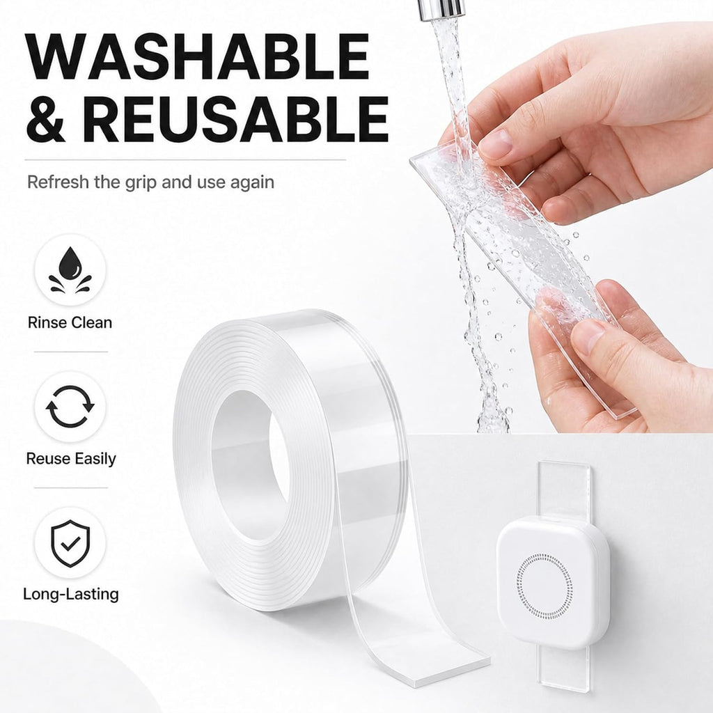 Double Sided Nano Tape Heavy Duty Clear Removable 1.18" x 12ft