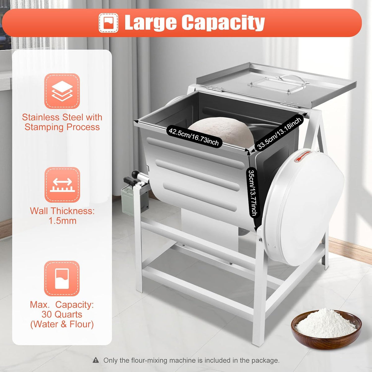 30QT Commercial Dough Mixer with Forward & Reverse Rotation