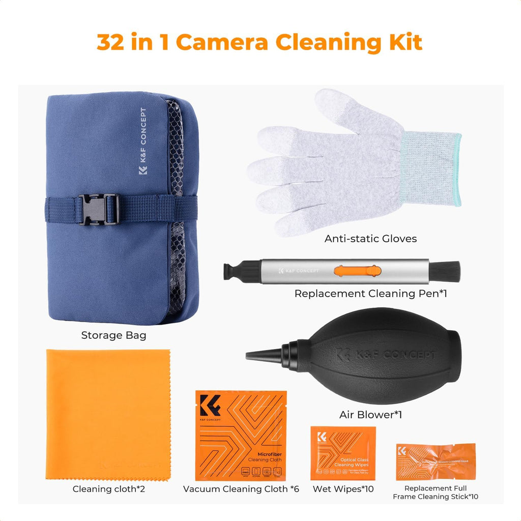 32-in-1 Pro Camera Cleaning Kit for Professional Photographers | Replaceable Lens Pen, Safe For Devices, Fast Dry