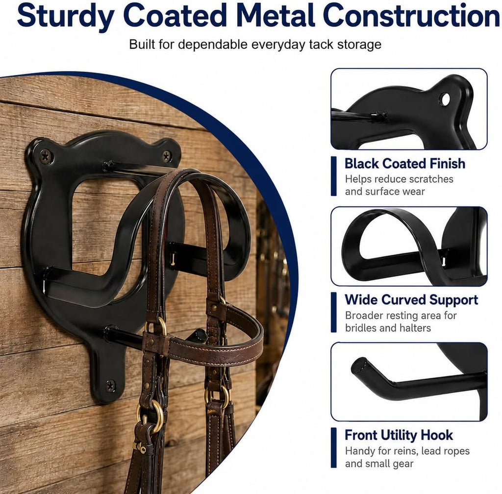 12 Counts Horse Bridle Rack, Bridle Bracket Bridle Hooks with Tubes & Screw