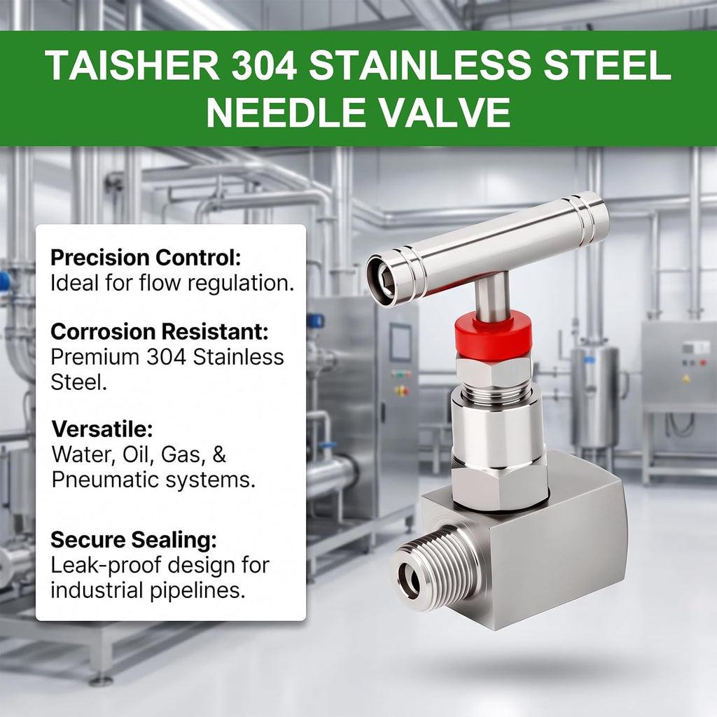 TAISHER 1PCS 304 SS, 3/4" FNPT x MNPT, High Pressure Straight Needle Valve
