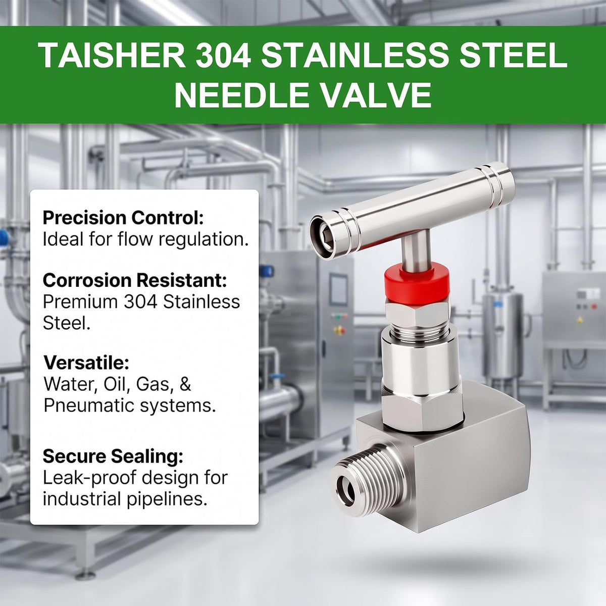 TAISHER 1PCS 304 SS, 3/4" FNPT x MNPT, High Pressure Straight Needle Valve