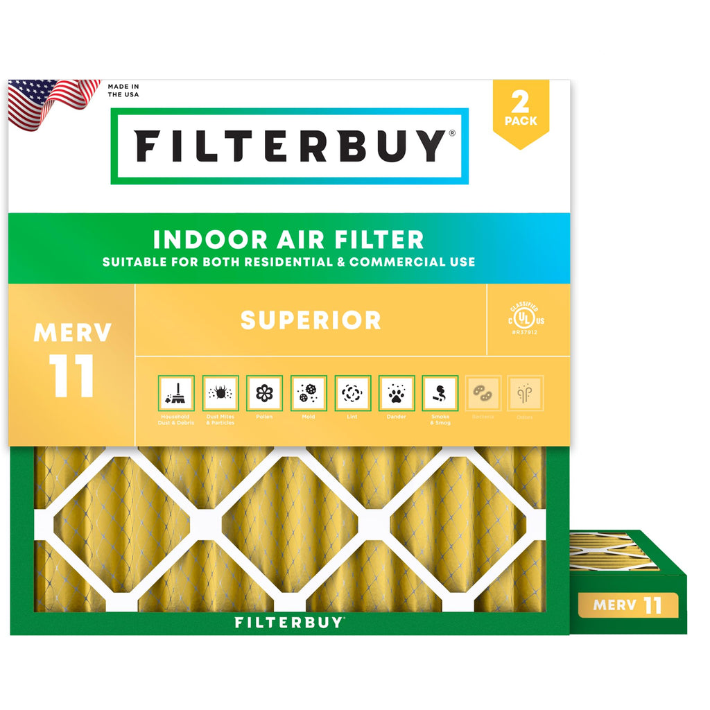 Filterbuy 18x18x2 Air Filter MERV 11 Pet & Allergy Defense (2-Pack)