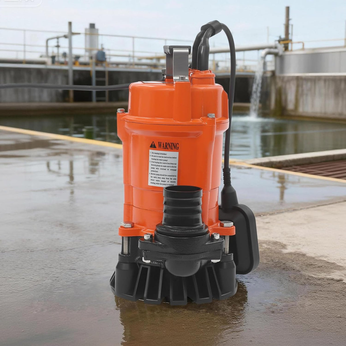 1HP Submersible Sewage Pump, 5019GPH Portable Trash Pump 3420RPM Cast Iron Utility Equipment, 59ft Lift for Basement