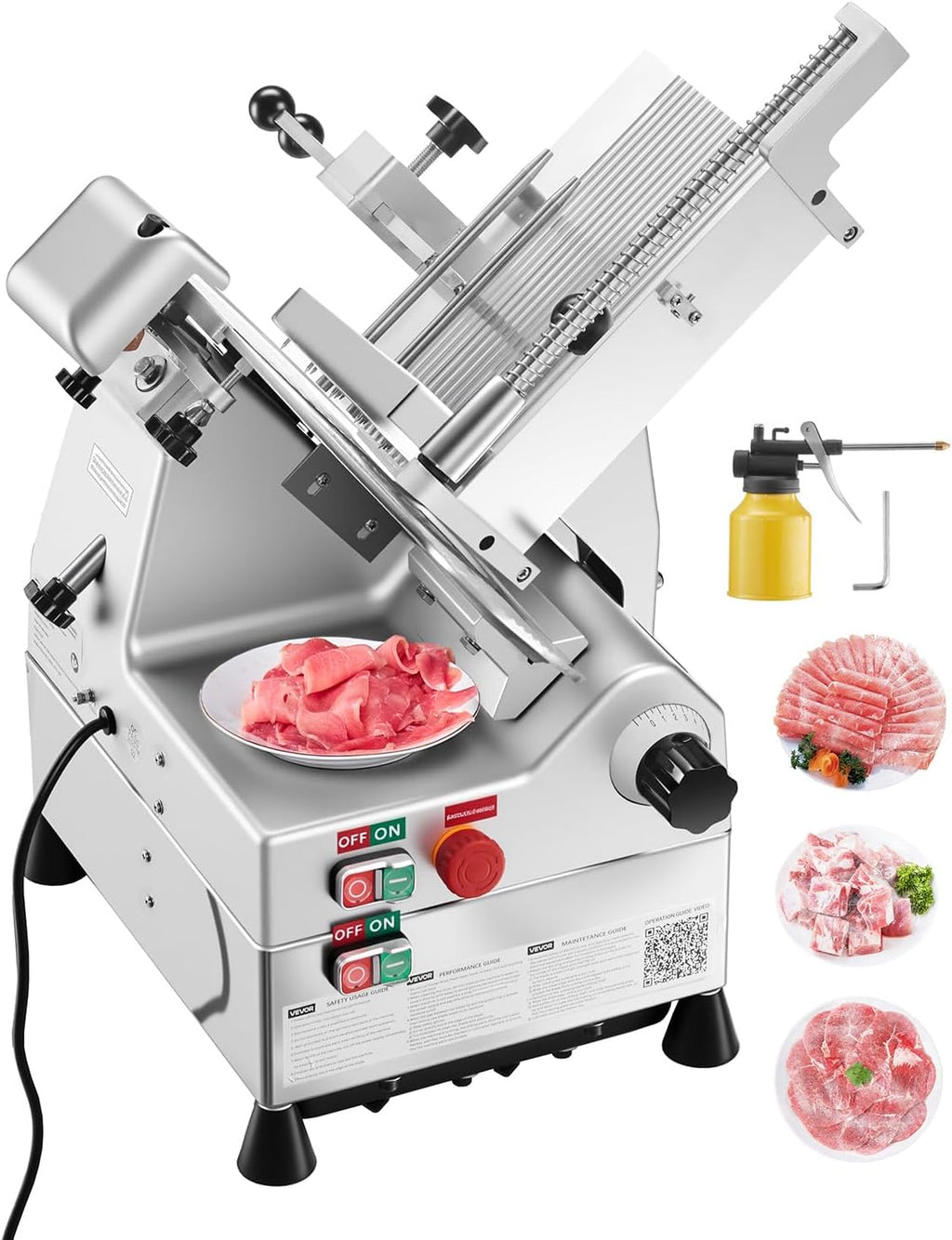 Automatic Meat Slicer, 500W Electric Deli Slicer Machine with 10 inch Sharp 75Cr1 Steel Blade, 0-0.67 inch Adjustable
