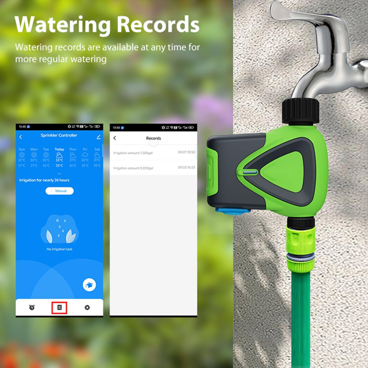 WiFi Sprinkler Timer, Smart Water Hose Timer with APP Control, Rain Delay, Auto & Manual Watering Mode, WiFi