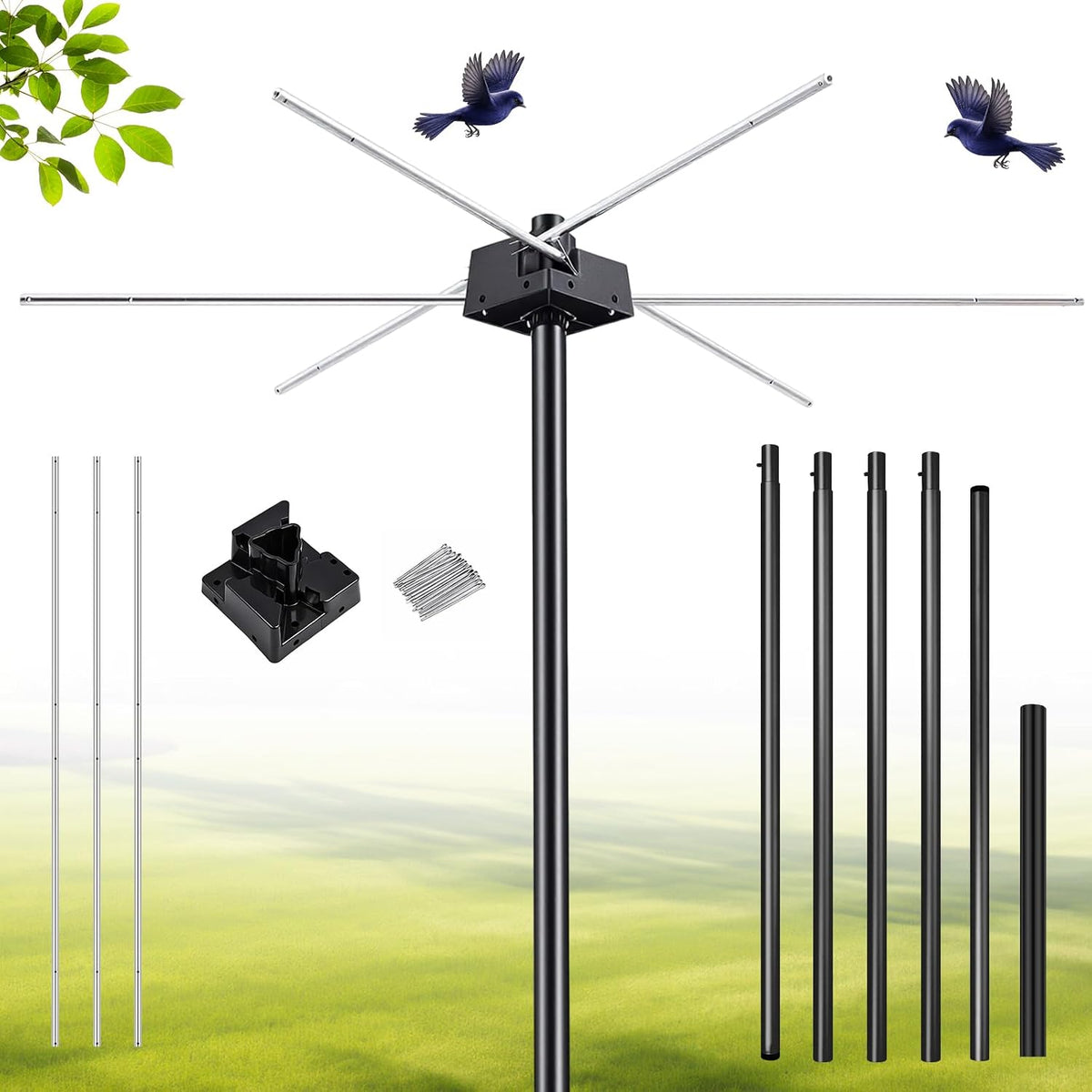15' Telescoping Martin House & Gourd Pole, Purple Martin Housing Kit Durable Birdhouse Mounting System with Gourd