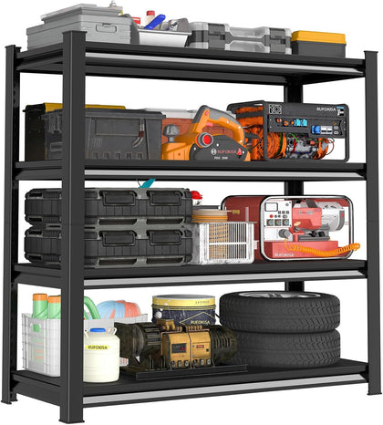48" W Garage Shelving Heavy Duty, 2200LBS Loads Adjustable Garage Storage Shelves,4-Tier Metal Storage Racks and
