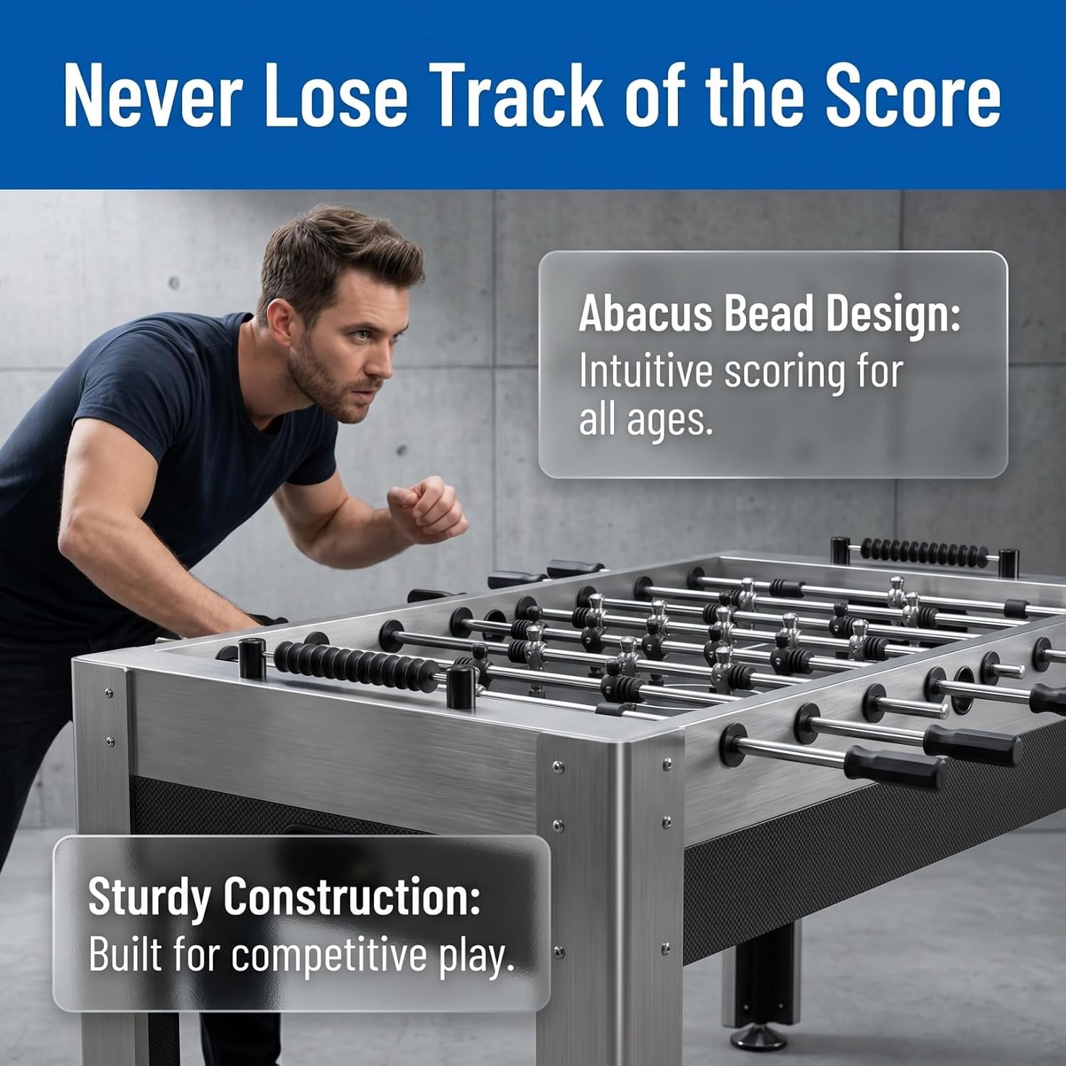 Foosball Score Keepers: Abacus Style Table Soccer Scoring Beads - Black Wooden Scoreboard with Metal Rods - Universal