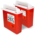Sharps Container for Home Use and Professional 5 Quart (2-Pack), Biohazard Needle and Syringe Disposal, Mailbox Style