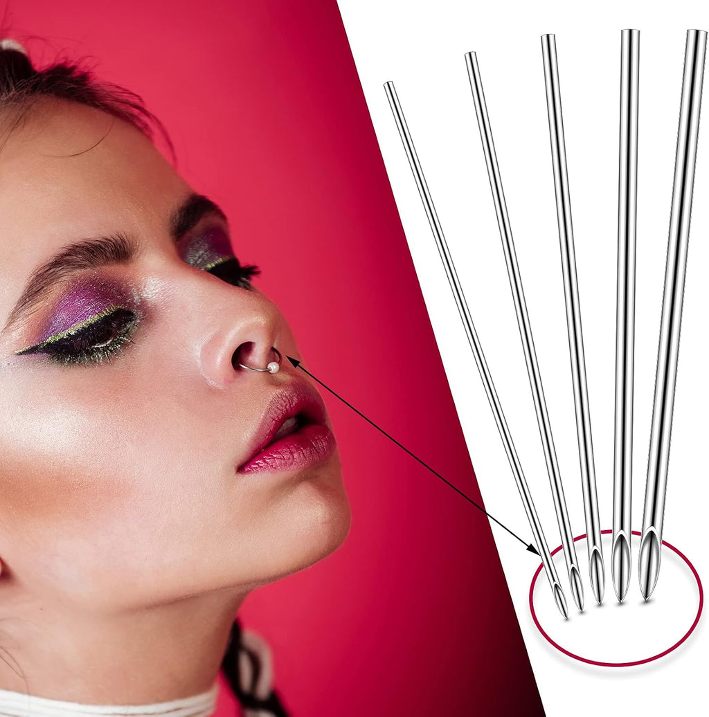 100 Pcs Ear Nose Body Piercing Needles Mix Size 12G 14G 16G 18G 20G Stainless Steel Piercing Jewelry Kit and 1 Pcs