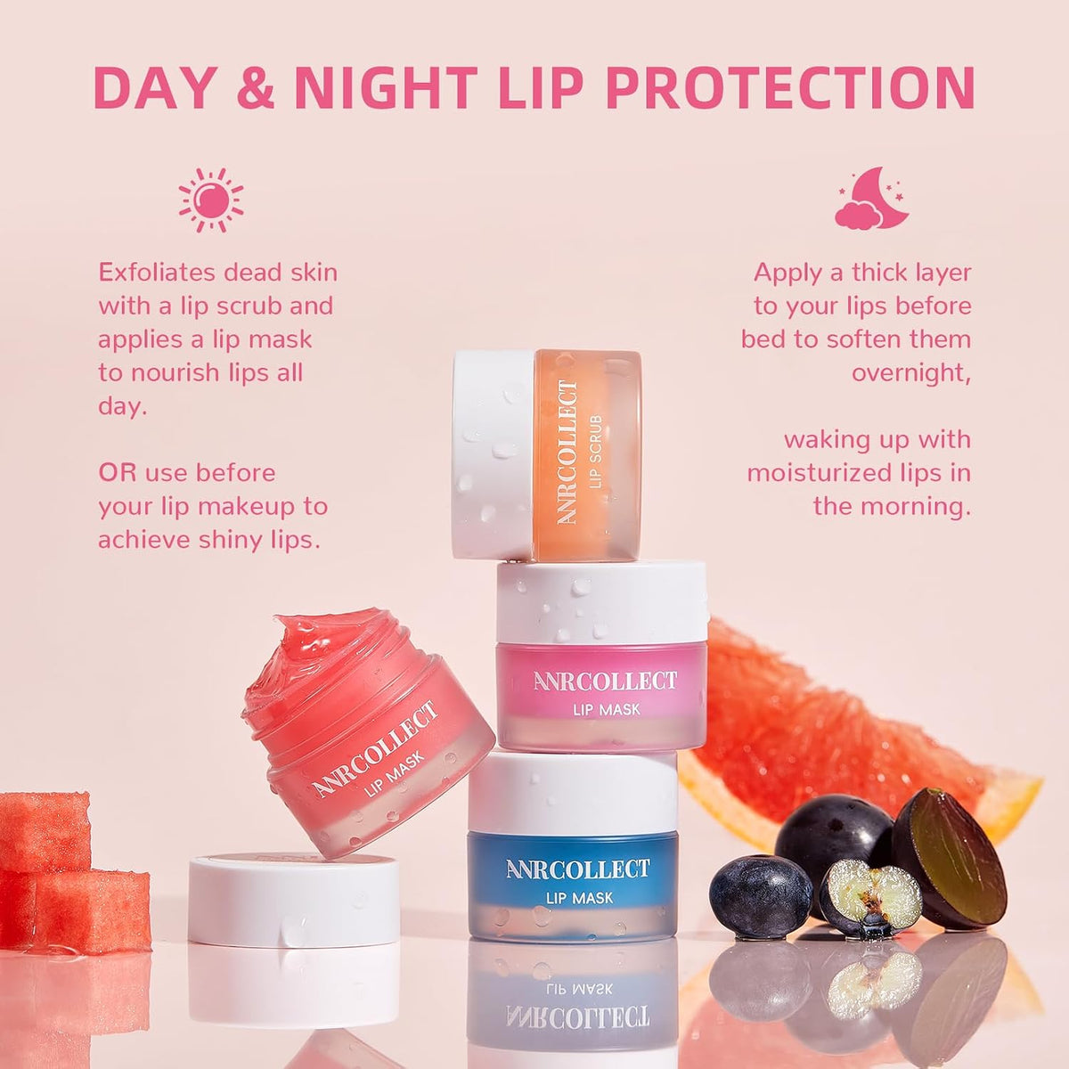 4-Pack Lip Scrub and Lip Mask Set