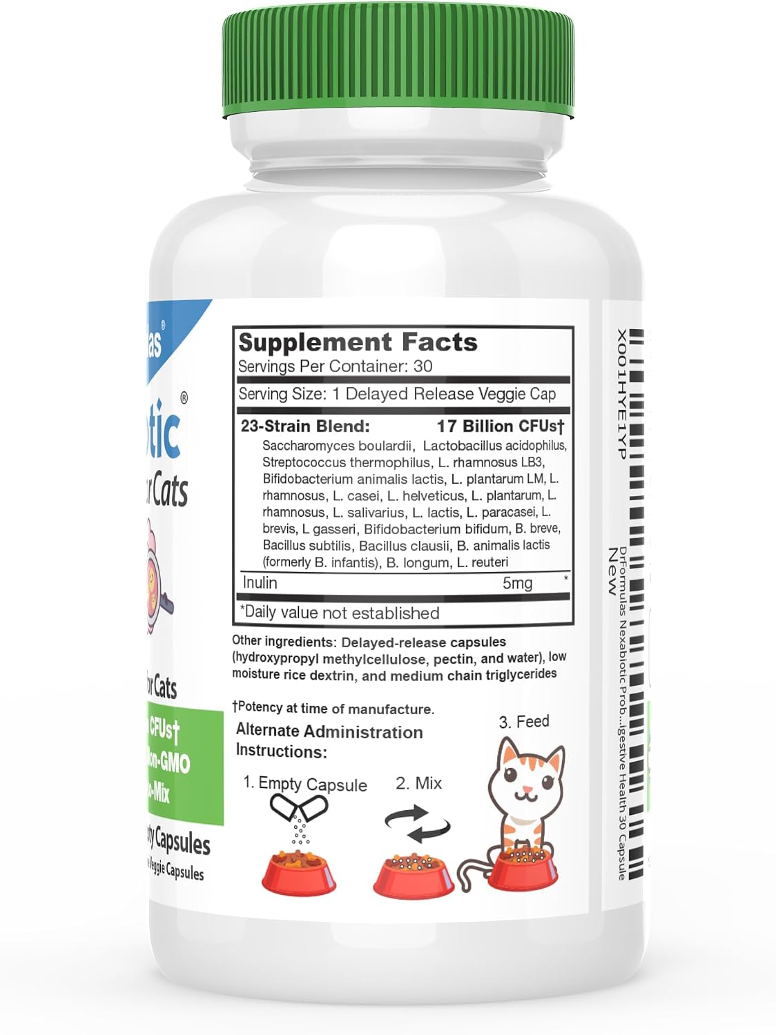 Nexabiotic Probiotics for Cats Powder | Treats Diarrhea for Pets with Saccharomyces Boulardii Lactobacillus