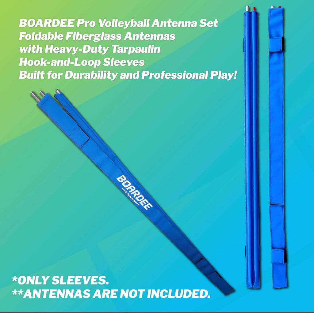 Foldable Volleyball Antenna Set - Durable Tarpaulin Hook-and-Loop Sleeves with Collapsible Fiberglass Antennas