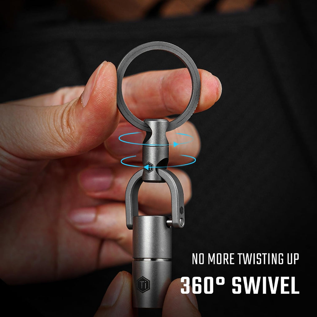 KM13 Swivel Keychain with D Ring Key Shackle, Titanium Rotatable Key Organizer