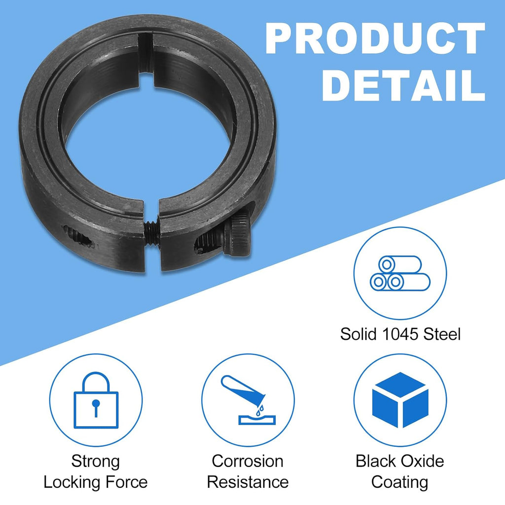 uxcell 4pcs Single Split Shaft Collar 8mm Carbon Steel Black Oxide