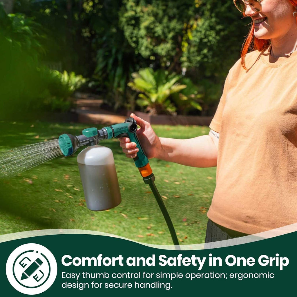 8-Dial Hose-End Sprayer Pro with Quick Connector for Liquid Fertilizer | Lawn and Garden Nozzle Spreader for Uniform