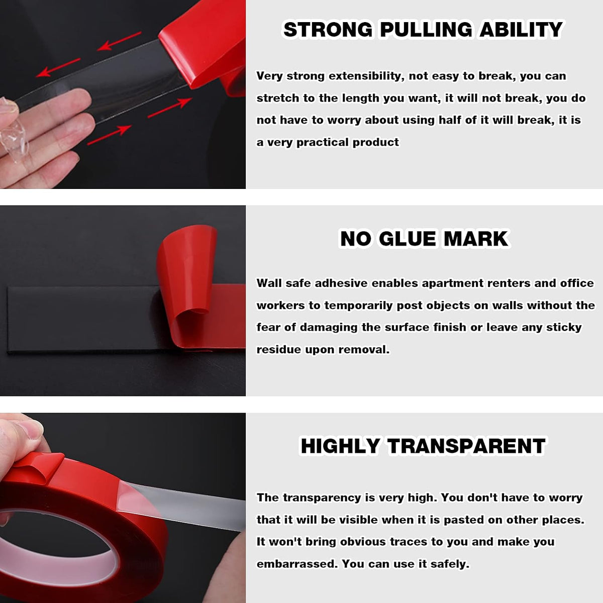 Double Sided Tape Heavy Duty Mounting Tape Acrylic Adhesive Foam Tape for Picture Hanging Strips Thick for Walls